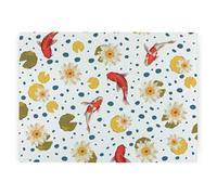 Purely Home Water Lily & Koi Fish Worktop Protector - Large Textured Glass Chopping Board