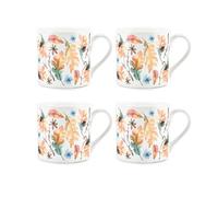 Purely Home Watercolour Autumn Leaves Bone China Mugs - Set Of 4