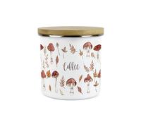 Purely Home Watercolour Mushrooms Coffee Storage Canister - Autumnal Leaves & Toadstools Homewares Kitchen Gift - Enamel Storage Container