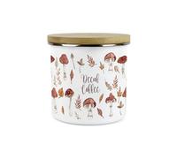 Purely Home Watercolour Mushrooms Decaf Coffee Storage Canister - Autumnal Leaves & Toadstools Kitchen Gift - Enamel Storage Container
