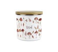 Purely Home Watercolour Mushrooms Decaf Storage Canister - Autumnal Leaves & Toadstools Homewares Kitchen Gift - Enamel Storage Container