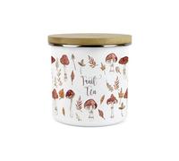 Purely Home Watercolour Mushrooms Fruit Tea Storage Canister - Autumnal Leaves & Toadstools Homewares Kitchen Gift - Enamel Storage Container