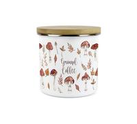 Purely Home Watercolour Mushrooms Ground Coffee Storage Canister - Autumnal Leaves & Toadstools Kitchen Gift - Enamel Storage Container