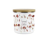 Purely Home Watercolour Mushrooms Ground Coffee Storage Canister - Autumnal Leaves & Toadstools Seasonal Homewares Kitchen Gift - Enamel Hot Drinks/Food Storage Container
