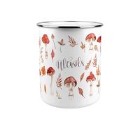 Purely Home Watercolour Mushrooms Metal Utensil Holder - XL Kitchen Utensil Pot/Organiser for Countertop Decor Gift 18x16.5cm
