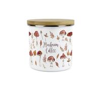 Purely Home Watercolour Mushrooms Mushroom Coffee Storage Canister - Autumnal Leaves & Toadstools Kitchen Gift - Enamel Storage Container