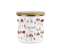 Purely Home Watercolour Mushrooms Peppermint Tea Storage Canister - Autumnal Leaves & Toadstools Seasonal Homewares Kitchen Gift - Enamel Hot Drinks/Food Storage Container