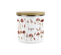 Purely Home Watercolour Mushrooms Sugar Storage Canister - Autumnal Leaves & Toadstools Homewares Kitchen Gift - Enamel Storage Container