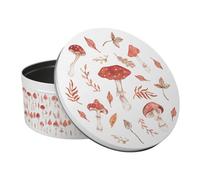 Purely Home Watercolour Mushrooms & Toadstools Large Cake Tin - Woodland Kitchen Gifts - Round Metal Storage Container For Baking 23 X 10Cm