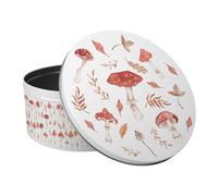 Purely Home Watercolour Mushrooms & Toadstools Large Cake Tin - Woodland Kitchen Gifts - Round Metal Storage Container for Baking 23 x 10cm