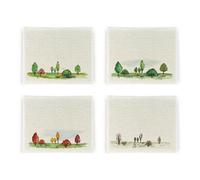 Purely Home Watercolour Seasons Placemat Set - Home & Kitchen Décor Artwork Gift - Set Of Four (4) Fabric Table Placemats