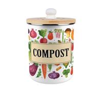 Purely Home Watercolour Vegetables Compost Caddy - Enamel 2L Kitchen Food Waste Bin Gift