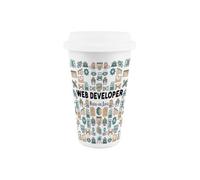 Purely Home Web Developer Ceramic Travel Mug - Novelty Website & It Software Gifts/presents - Double-Walled Insulated Drinks Flask Cup
