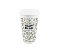 Purely Home Wedding Planner Ceramic Travel Mug - Novelty Gifts For Event Organisers - Reusable Silicone Lid Double-Walled Insulated Flask