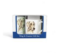 Purely Home Weimaraner Mug & Coaster Gift Set - Lifes Better with a Weimaraner by Rhiannon Chauncey - Bone China Mug and Glass Coaster Set - Tea/Coffee Present for Dog Lovers