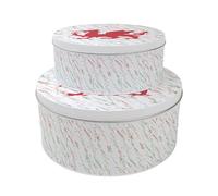 Purely Home Welsh Dragon Cake Tin Set - Cymru Wales Souvenir Gifts - Nesting Round Large & Medium Metal Baking Storage Containers