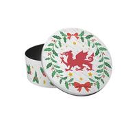 Purely Home Welsh Dragon Christmas Cake Tin - Cymru Wales Souvenir Gifts - Small Round Metal Storage Container For Baking 18 X 7Cm