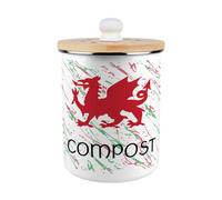 Purely Home Welsh Dragon Compost Caddy - Enamel 2L Kitchen Food Bin