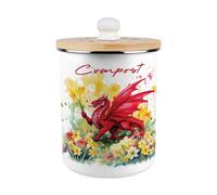 Purely Home Welsh Dragon & Daffodils Food Waste Bin - Metal 2L Decorative Compost Caddy