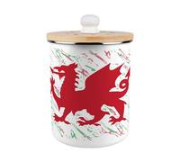 Purely Home Welsh Dragon Food Waste Caddy - Enamel 2L Kitchen Compost Bin