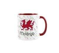 Purely Home Welsh Dragon Modryb Mug - Paint Splatter Wales Souvenir Gift - Tea/Coffee Auntie Present Red Ceramic Cup