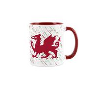 Purely Home Welsh Dragon Mug - Paint Splatter Wales Souvenir Gift - Tea/Coffee Present Red Ceramic Cup