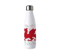 Purely Home Welsh Dragon Stainless Steel Water Bottle - Red & Green Wales Souvenir Present - Double Walled 500ml Metal Hot/Cold Drinks Bottle Outdoor Gifts