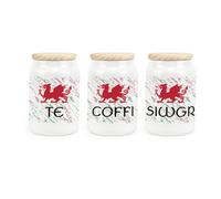 Purely Home - Welsh Dragon - Te, Coffi & Siwgr Canister - Kitchen Storage Jars