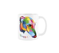 Purely Home Whippet Dog Mug - Abstract Colourful Novelty Gift for Dog Lovers - Tea/Coffee Ceramic White Cup