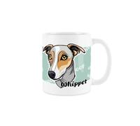 Purely Home Whippet Dog Mug - Cartoon Fun Novelty Gift for Dog Lovers - Tea/Coffee Ceramic White Cup