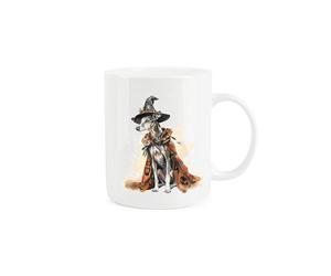 Purely Home Whippet Mug - Halloween Wizard Hat & Cape Gift/Present Mug - Tea Coffee White Bone China Mug for Dog Lovers