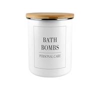 Purely Home White Minimalistic Bath Bombs Storage Canister - Extra Large Enamel Monochrome Bathroom Accessories Container Jar