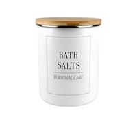 Purely Home White Minimalistic Bath Salts Storage Canister - Extra Large Enamel Monochrome Bathroom Accessories Container Jar