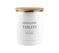 Purely Home White Minimalistic Dishwasher Tablets Storage - Extra Large Enamel Monochrome Kitchen Accessories Container Jar