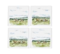 Purely Home Wild Horses Ceramic Coaster Set - Horse Themed Gifts Square Drinks Coasters 4 Pack