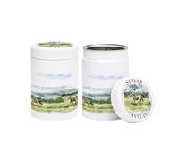 Purely Home Wild Horses Tea & Sugar Canister Set - White Metal Screw Top 750ml Kitchen Storage Tins Set of 2, Horse Themed Gifts