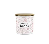 Purely Home Wild Rabbits Coffee Beans Canister - Pink Metal Enamel Medium Sized Kitchen Food Storage Container