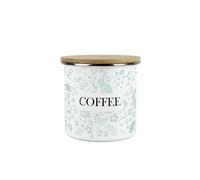 Purely Home Wild Rabbits Coffee Canister - Green Metal Enamel Medium Sized Kitchen Food Storage Container