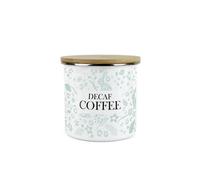 Purely Home Wild Rabbits Decaf Coffee Canister - Green Metal Enamel Medium Sized Kitchen Food Storage Container