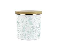 Purely Home Wild Rabbits Green Blank Storage Canister - White Metal Enamel Kitchen Food Storage Container