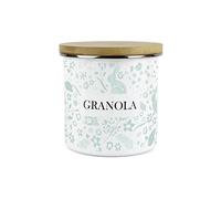 Purely Home Wild Rabbits Green Granola Storage Canister - White Metal Enamel Kitchen Food Storage Container