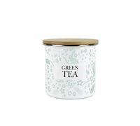 Purely Home Wild Rabbits Green Tea Canister - Green Metal Enamel Medium Sized Kitchen Food Storage Container
