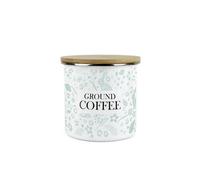 Purely Home Wild Rabbits Ground Coffee Canister - Green Metal Enamel Medium Sized Kitchen Food Storage Container