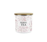 Purely Home Wild Rabbits Herbal Tea Canister - Pink Metal Enamel Medium Sized Kitchen Food Storage Container