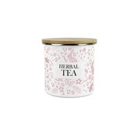 Purely Home Wild Rabbits Herbal Tea Canister - Pink Metal Enamel Medium Sized Kitchen Food Storage Container