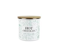 Purely Home Wild Rabbits Hot Chocolate Canister - Green Metal Enamel Medium Sized Kitchen Food Storage Container