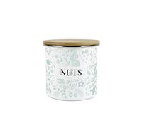 Purely Home Wild Rabbits Nuts Canister - Green Metal Enamel Medium Sized Kitchen Food Storage Container