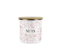 Purely Home Wild Rabbits Nuts Canister - Pink Metal Enamel Medium Sized Kitchen Food Storage Container