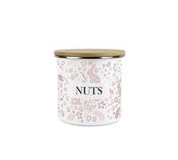 Purely Home Wild Rabbits Nuts Canister - Pink Metal Enamel Medium Sized Kitchen Food Storage Container