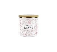 Purely Home Wild Rabbits Pink Coffee Beans Storage Canister - White Metal Enamel Kitchen Food Storage Container